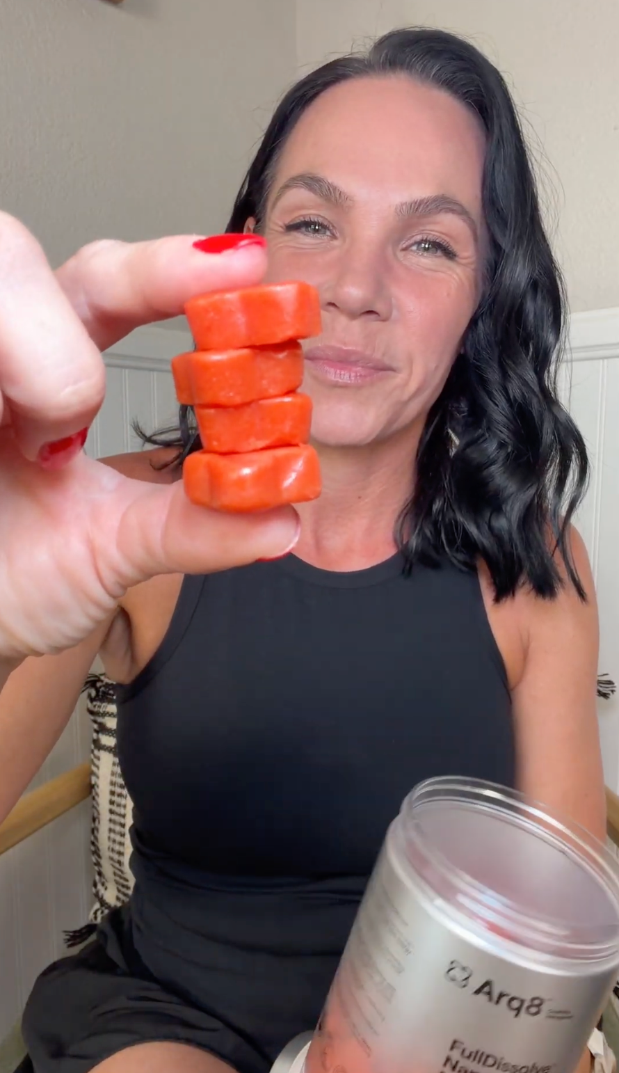 Woman training with dumbbells