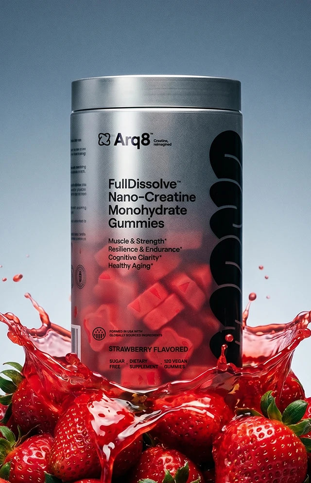 Arq8 strawberry creatine gummy jar