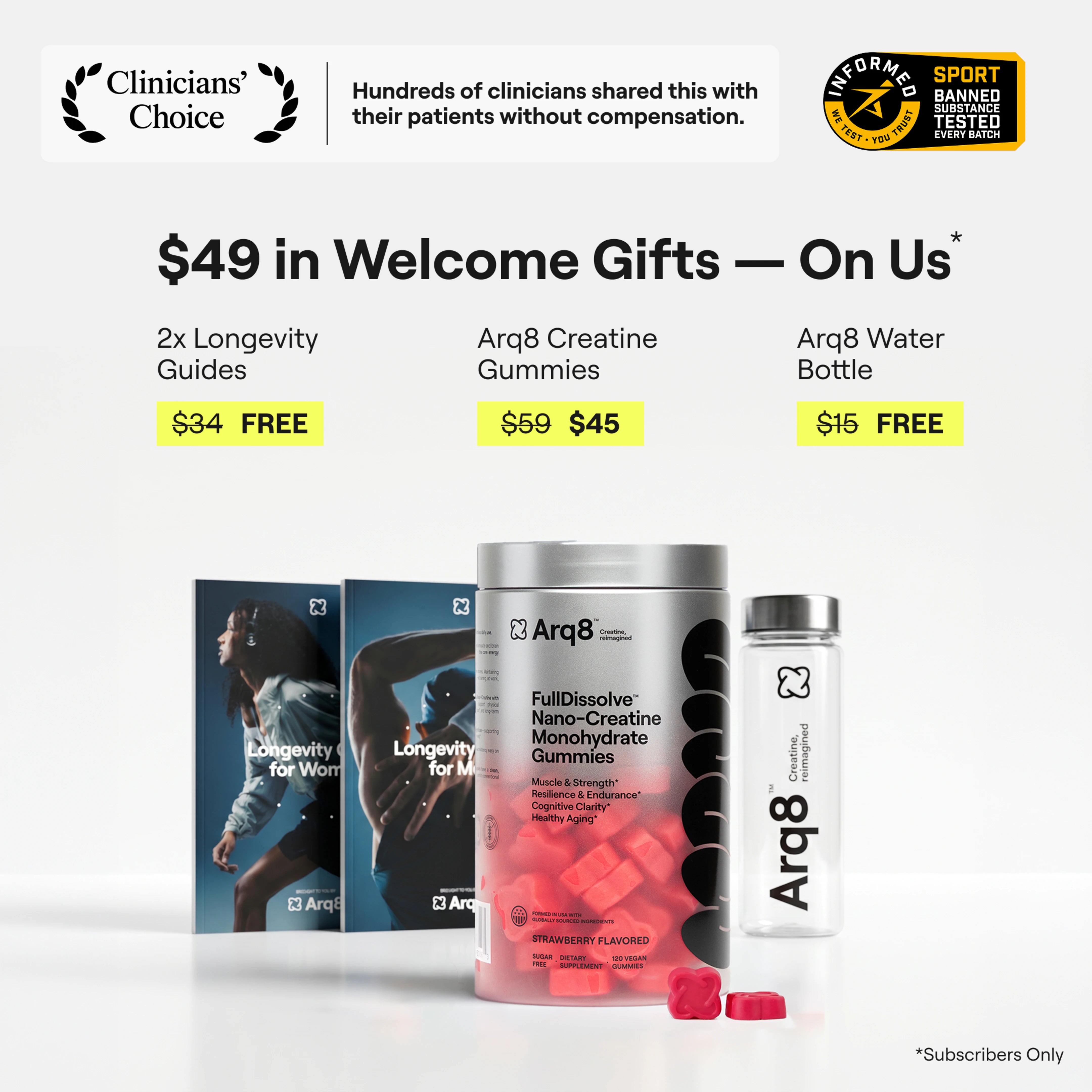 Arq8 FullDissolve nano-creatine gummies jar