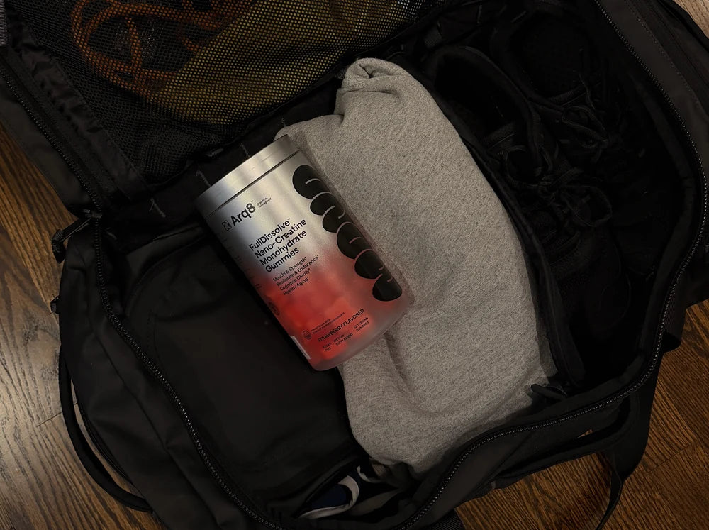 Arq8 packed in a travel bag